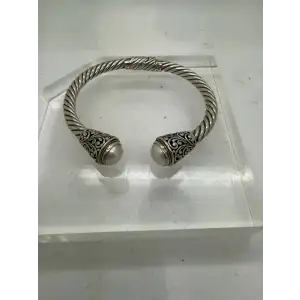 SAMUEL B. .925 & 18k Y.G. PEARL CABLE HINGED CUFF 7.5