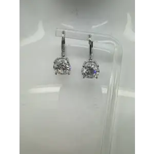NWOT .925 S.S. ROUND CUT 10mm CZ DROP DANGLE earrings STUNNING