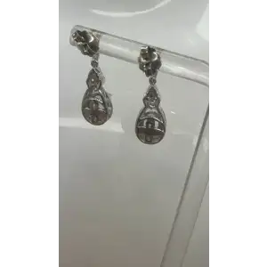 ALWAND VAHAN 14k Y.G. .925 S.S. BLUE TOPAZ DIAMOND DANGLES