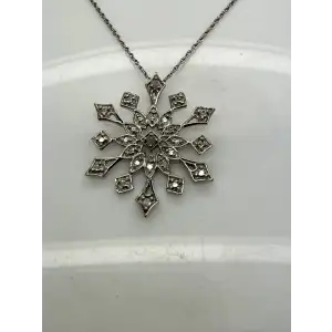 OTC .925 S.S. DIAMOND ACCENT LARGE OPENWORK SNOWFLAKE necklace 18