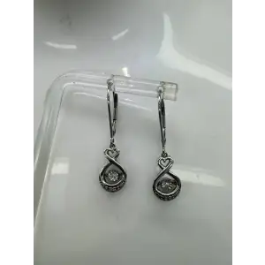 .925 S.S. DIAMOND IN MOTION INFINITY HEART DANGLE earrings