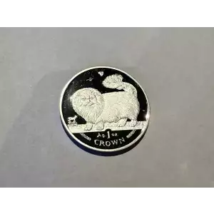 1997 Isle of Man 1 oz .999 Fine Silver 1 Crown Coin Cat