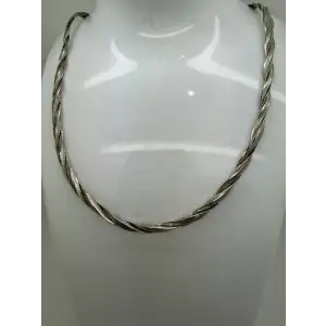 ITALY .925 S.S. BRAIDED HERRINGBONE necklace 18