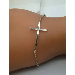 .925 Sterling  Silver SIDEWAYS CROSS DESIGN bracelet 8