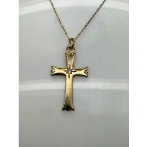 ppc 14k Gold Filled CZ FANCY CROSS PENDANT NECKLACE 21