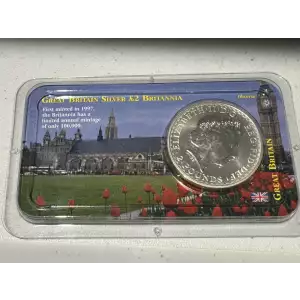 LITTLETON HOLDER 2000 1 oz .999 Fine Silver Britannia British 2 Pounds Coin
