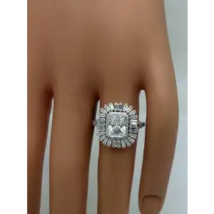 JCL .925 S.S. STUNNING CZ DOUBLE HALO COCKTAIL ring size 7