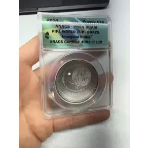 2014 ANACS PR69 DCAM FIFA World Cup Brazil Inaugural Strike Silver Coin