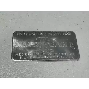 1972 1 oz .999 Fine Silver Bar One Silver Eagle Redeemable at Market Value