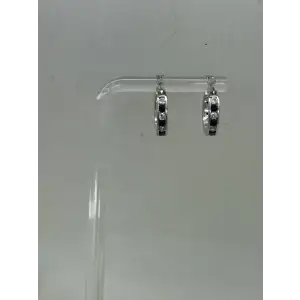 NWOT .925 S.S. BLUE & WHITE CZ SMALL HOOP earrings