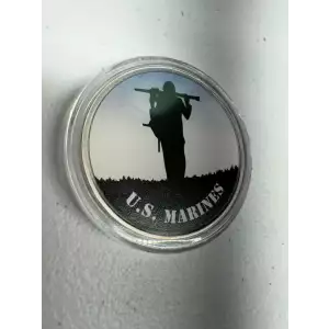 APMEX US Marine Corps Colorized Silhouette 1 oz 999 Fine Silver Round