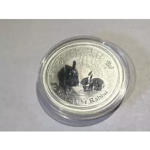 2011 1 oz .999 Fine Silver Australian Perth Mint Silver Lunar II: Year of the Rabbit $1 Dollar Coin (2)