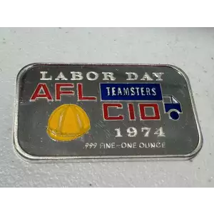 1974 1 oz .999 Fine Silver Bar Labor Day AFL CIO Teamsters Ceeco