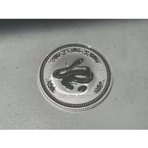 2001 2 oz .999 Fine Silver Australian Perth Mint Lunar: Year of the Snake $2 Dollar Coin
