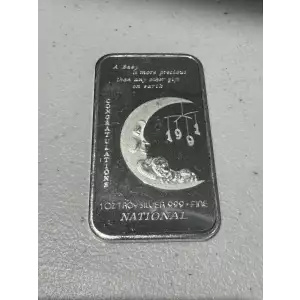 1991 1 oz .999 Fine Silver Bar Moon Baby Congratulations Made in USA (2)