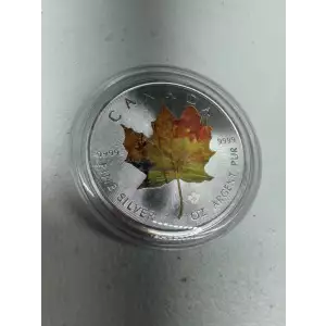 2014 Canada $5 Colorized Canadian Maple Leaf 1 oz 9999 Fine Silver Coin
