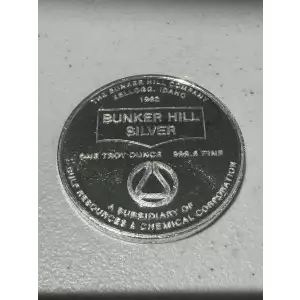 1 oz .999 Fine Silver Round 1982 Bunker Hill Idaho Electrolytic Zinc Plant