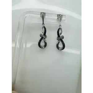 JWBR .925 S.S. BLACK & WHITE DIAMOND INFINITY LOOP DANGLE earrings