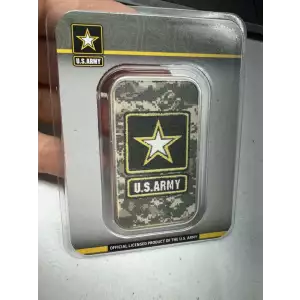 Official US Army Colorized 1 oz 999 Fine Silver Camo Logo Bar
