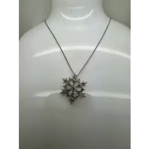 JBX .925 S.S. DIAMOND ACCENT FANCY SNOWFLAKE pend. necklace 18