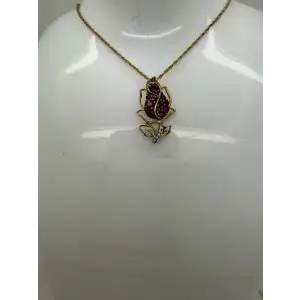STS CHUCK CLEMENCY Vermeil .925 S.S. PINK & WHITE TOPAZ FLOWER necklace