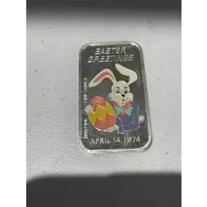 1 oz .999 Fine Silver Easter Greetings Bunny 1974 Bar