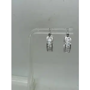 NWOT .925 S.S. BAGUETTE CZ HIGH SHINE MEDIUM HOOP earrings