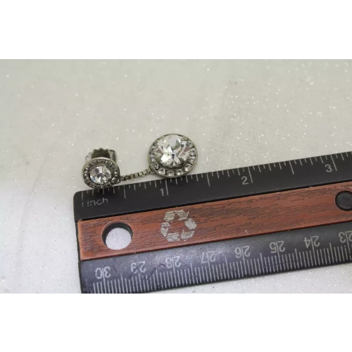 SORELLI Silvertone Clear CRYSTAL DOUBLE DROP DANGLE earrings
