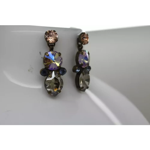 SORRELI Bronze Tone MULTI COLORED CRYSTAL CLUSTER DANGLES