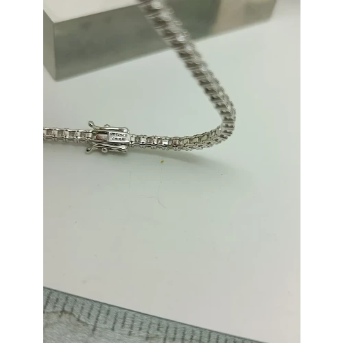 Sparkly Round Cut Clear White Cubic Zirconia 925 Sterling Silver Tennis Bracelet (2)