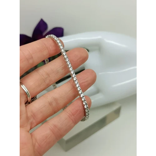Sparkly Round Cut Clear White Cubic Zirconia 925 Sterling Silver Tennis Bracelet (3)