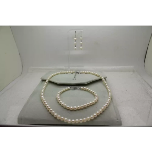 STAUER .925 S.S. CHAMPAGNE PEARL NECKLACE, BRACELET, EARRINGS SET (2)