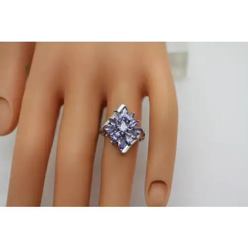 STAUER .925 S.S. TANZANITE CLUSTER ring size 6 #