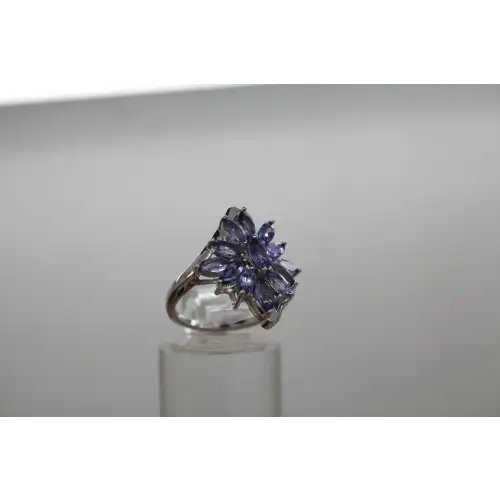 STAUER .925 S.S. TANZANITE CLUSTER ring size 6 #