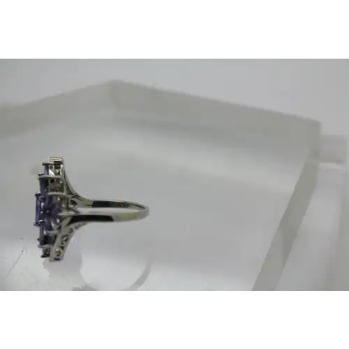 STAUER .925 S.S. TANZANITE CLUSTER ring size 6 #
