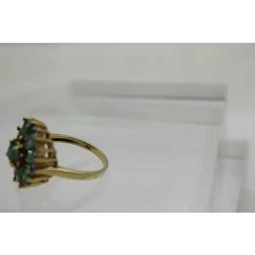 STAUER Gold Over .925 S.S. EMERALD WHITE SPINEL CLUSTER ring size 7 #