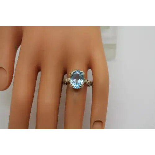 STEVEN DWECK .925 S.S. BLUE TOPAZ FLORAL BAND ring size 8 #