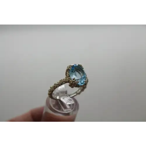 STEVEN DWECK .925 S.S. BLUE TOPAZ FLORAL BAND ring size 8 #