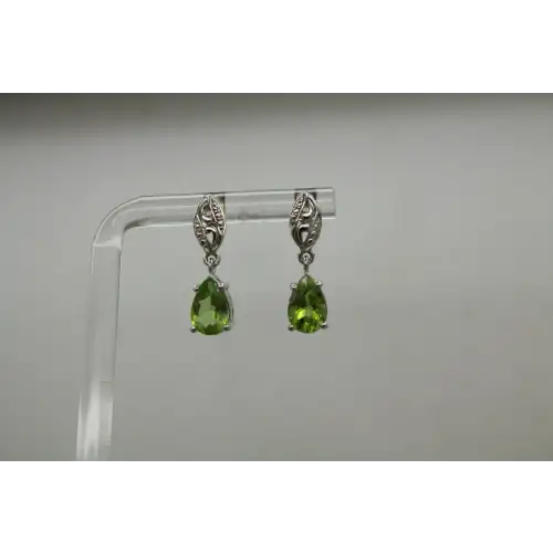 STS CHUCK CLEMENCY .925 S.S. Pear Cut PERIDOT TEARDROP DANGLES