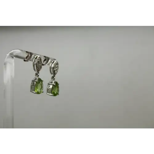 STS CHUCK CLEMENCY .925 S.S. Pear Cut PERIDOT TEARDROP DANGLES