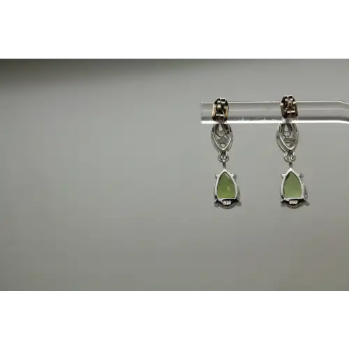 STS CHUCK CLEMENCY .925 S.S. Pear Cut PERIDOT TEARDROP DANGLES