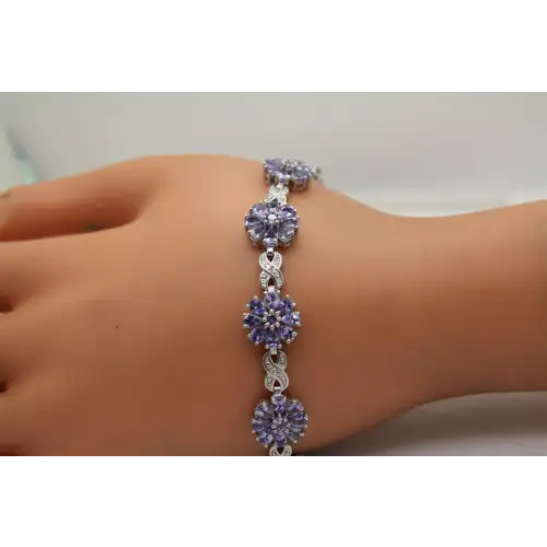 STS CHUCK CLEMENCY .925 S.S. TANZANITE FLOWER INFINITY bracelet (2)