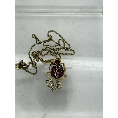 STS CHUCK CLEMENCY Vermeil .925 S.S. PINK & WHITE TOPAZ FLOWER necklace (3)