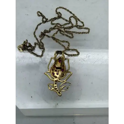 STS CHUCK CLEMENCY Vermeil .925 S.S. PINK & WHITE TOPAZ FLOWER necklace (6)
