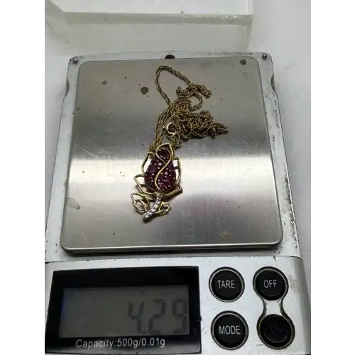 STS CHUCK CLEMENCY Vermeil .925 S.S. PINK & WHITE TOPAZ FLOWER necklace (8)
