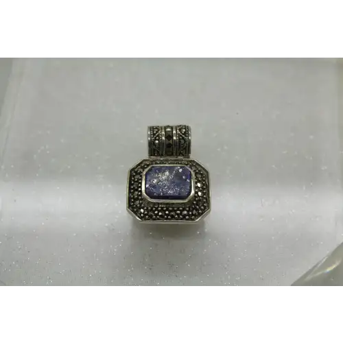 SU THAILAND .925 S.S. LAPIS LAZULI MARCASITE SLIDE pendant