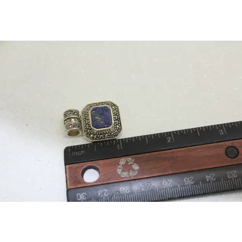 SU THAILAND .925 S.S. LAPIS LAZULI MARCASITE SLIDE pendant