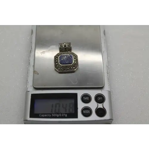 SU THAILAND .925 S.S. LAPIS LAZULI MARCASITE SLIDE pendant