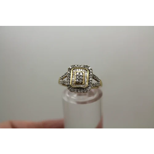 SUN 10k Y.G. VINTAGE DESIGN DIAMOND CLUSTER ring size 7.25