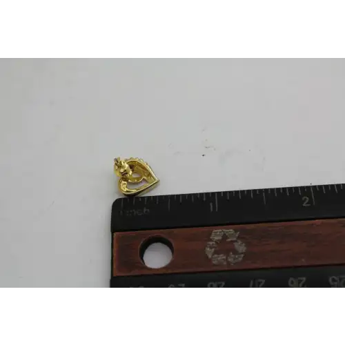 SUN gold over .925 S.S. DIAMOND SWIRL OPEN HEART DESIGN STUD earrings